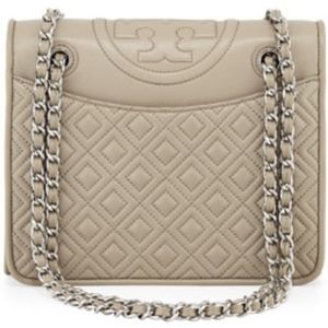 Tory BurchFleming Quilted Medium Flap Shoulder Bag, French Gray- Great Condition